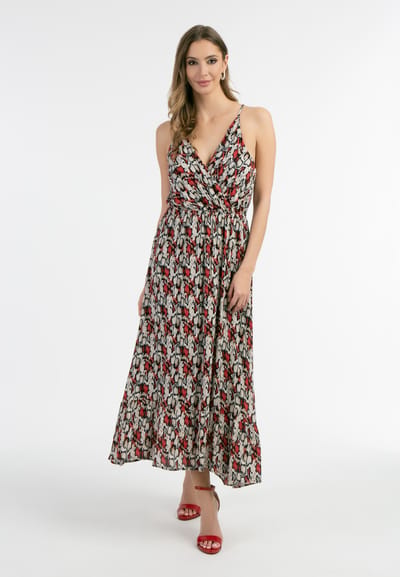 Faina Maxi jurk Dames Rood Veelkleurig