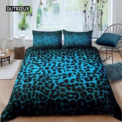 Dekbedovertrek met luipaardprint Microvezel Rood Roos Bloesem Bloemen Beddengoedset Bruin Cheetah Safari Wilde Dieren Dieren Koning Beddengoedset AU Single(140x210cm)