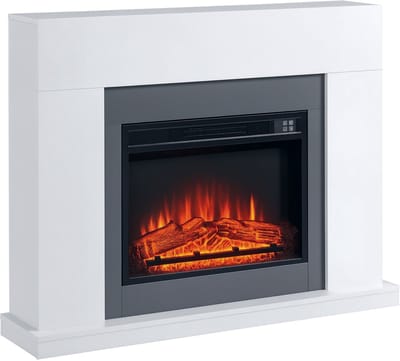 HOMCOM Elektrische haard met vlameffect en afstandsbediening - Sfeerhaard - Wandhaard - Wit