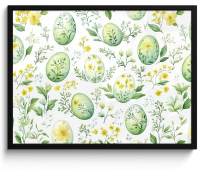 Poster in lijst - Fotolijst 70x50 cm - Posters - Patroon - Groen - Eieren - Posterlijst zwart - Decoratie - Wanddecoratie woonkamer - Muurdecoratie slaapkamer