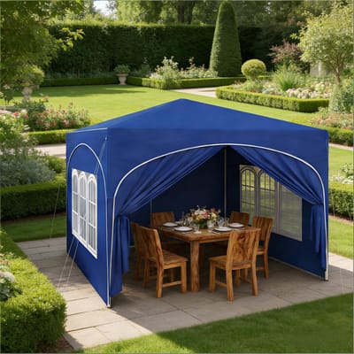 REDOM - Vouwpaviljoen - Pop-Up Mechanisme - Afneembare Zijwanden - Voor Buiten - Oxford Stof - Blauw - 3 X 3 M