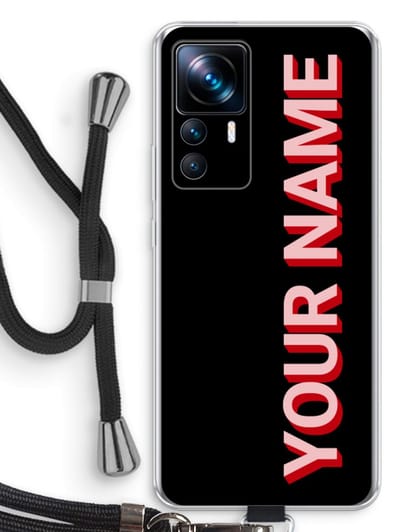 Gepersonaliseerd - Case Company® - Hoesje met koord geschikt voor Xiaomi 12T hoesje met Koord - Namecase - Telefoonhoesje met Zwart Koord - Bescherming aan alle Kanten en Over de Schermrand