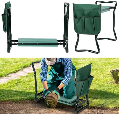 Compacte en Opvouwbare Tuinkniebank 2-in-1 – Geen Montage Nodig, Snel In- en Uitklapbaar, EVA Schuimkussen voor Kniebescherming, Stalen Frame 150 kg, Makkelijk Op te Bergen