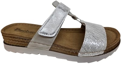 Fischer 556205 804 Slippers Zilver met Print Leer Dames - Zilver - 37