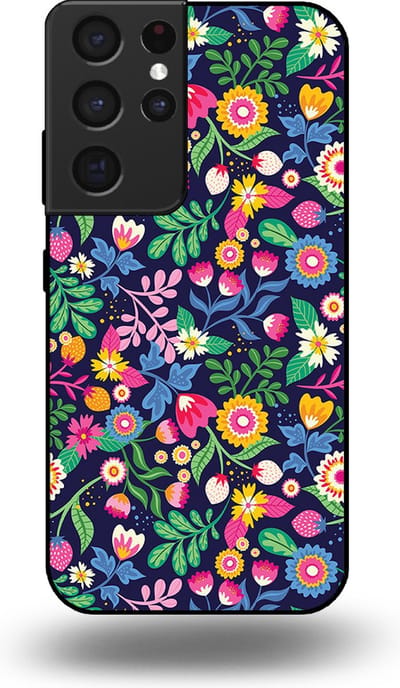 Smartphonica Telefoonhoesje geschikt voor Samsung Galaxy S21 Ultra met bloemen opdruk - TPU backcover case flower design geschikt voor Samsung Galaxy S21 Ultra