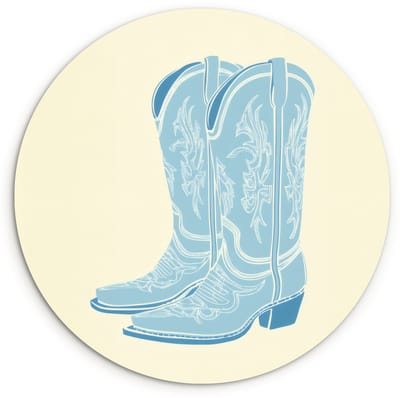 WallCircle® Wandcirkel 120x120 cm - Muurcirkel Illustratie - Cowboylaarzen - Patroon - Muurdecoratie woonkamer - Wanddecoratie slaapkamer - Kamer decoratie accessoires - Ronde schilderijen XXL