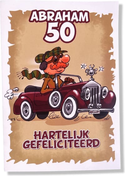 Hoera 50 jaar! Luxe verjaardagskaart Abraham - 12x17cm - Gevouwen Wenskaart inclusief envelop - Leeftijdkaart
