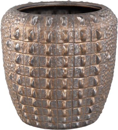 PTMD Crocco Bronze Ceramic Round Pot Croco Pattern L