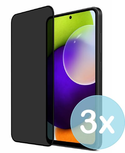 Privacy Screenprotector Geschikt voor Samsung Galaxy A52 4G – Anti-Gluren – Krasbestendig Gehard Glas 9H – Volledige Dekking – 3-Pack – FuturiQ