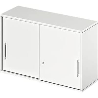 Schäfer Shop Genius Opzetkast met schuifdeuren TETRIS WOOD, 2 ordnerhoogten, B 1200 mm, hoogte incl. glijders, wit