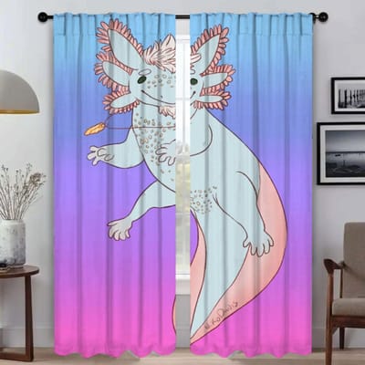Rideaux anti-moustiques pour appareil photo Rideaux mignons Axolotl modernes pour salon 2 pièces Rideau de fenêtre Partition Tulle pour chambre W50xH70cmx2pcs-CL