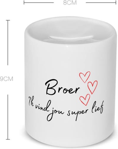 Akyol - broer ik vind jou super lief Spaarpot - Broer - de liefste broer - verjaardag - cadeautje voor broer - broer artikelen - kado - geschenk - 350 ML inhoud