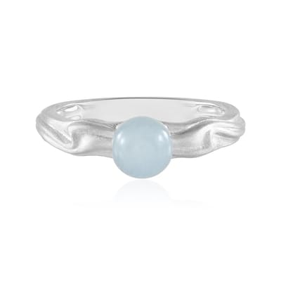 Cavill - Zilveren ring met Braziliaanse aquamarijn 1,35 ct - 925 sterling zilver gerhodineerd - Golvend design - Rond bezel gezet - Elegante damesring