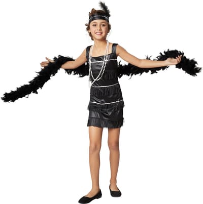 dressforfun - Charlston Queen 128 (7-8y) - verkleedkleding kostuum halloween verkleden feestkleding carnavalskleding carnaval feestkledij partykleding - 301569