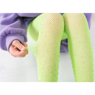 Collants Filles Enfants Collants Brillants Bas Collants Taille Haute Bas résille Strass Bas Collants Tout-petits Fille Enfants Leggings Filles 7 to 14 year vert