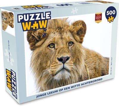 Puzzel Leeuw - Wit - Portret - Legpuzzel - Puzzel 500 stukjes