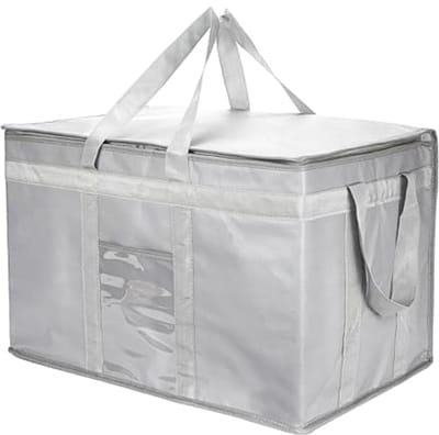 Grote geïsoleerde koeltas voor voedsel, herbruikbare boodschappentas met dubbele rits, ideaal voor boodschappen, picknicks en voedselbezorging