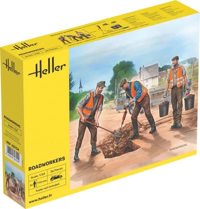 Heller Modelbouwpakket Diorama - 82754 Wegwerkers voor Diorama - 3 Figuren - 77,8mm Plastic - 1:24 - Modelbouw