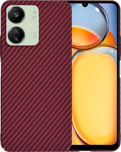 Hoesje geschikt voor Xiaomi Redmi 13C 4G/5G / Xiaomi Poco C65 - Techsuit Carbonite FiberShell Carbon Back Cover - Rood