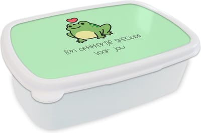 Broodtrommel Wit - Lunchbox - Brooddoos - Beterschap - Quote - Kikker - Opkikker - 18x12x6 cm - Volwassenen