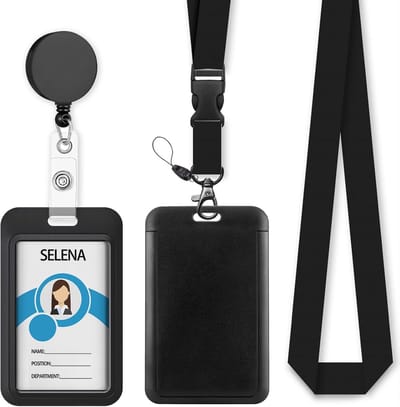 Zwarte Intrekbare Badgehouder met Lanyard voor ID-kaarten
