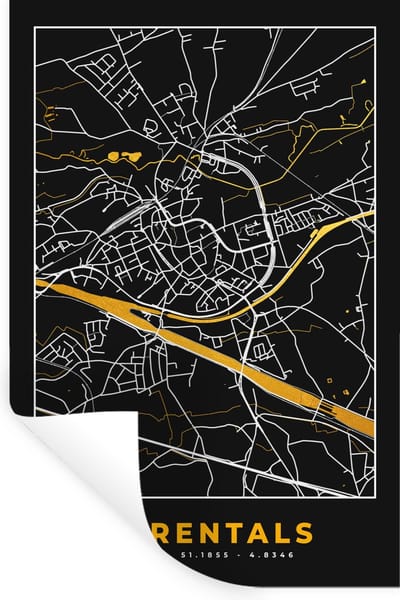 Muurstickers - Sticker Folie - Stadskaart - Plattegrond - Kaart - Goud - Herentals - 20x30 cm - Plakfolie - Muurstickers Kinderkamer - Zelfklevend Behang - Zelfklevend behangpapier - Stickerfolie