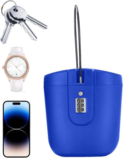 Draagbare Kluisbox - Reisslot Veiligheidskoffer - Waardevolle Spullen Bewaren - 3-Cijferig Combinatieslot - 2 Liter - Blauw