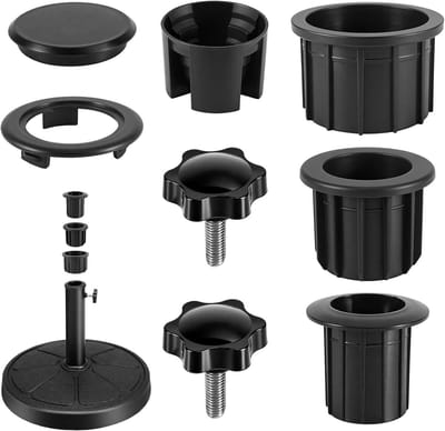longziming - Parasol Adapter Ringen Set - Parasol Mast Verloopring - Parasol Houder Set - Diameter Aanpassing Voor Verschillende Maten - Weerbestendige Stabiliteit Zonder Gereedschap - Zwarte - Afwerking - Ideaal Voor Tuin Terras En Camping - 8 Stuks