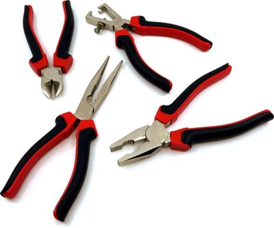 Steelwood Tangenset - 4 delig - Puntbek- + Strip- + Zijsnij- + Combinatietang