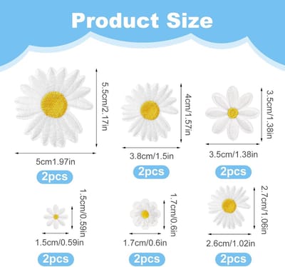 Famanu - Set van 36 geborduurde bloempatches, decoratieve applicaties voor kleding – Multicolor