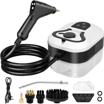 Stoomreiniger, stoomdruk: 3,5 bar, opwarmtijd: 15 seconden, vermogen: 2.500 W, inhoud waterreservoir: 1,2 l, hogedrukstoomreiniger met 9 hulpstukken, geschikt voor de keuken, de auto, thuis en op kantoor — digitaal touchscreen