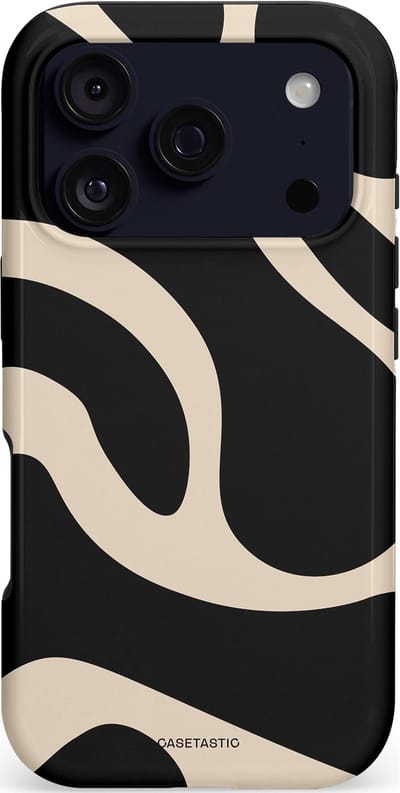 Casetastic hoesje geschikt voor Apple iPhone 17 Pro - MagSafe - Dubbellaagse bescherming - Zwart Zand Organische Golven - Fashion Case - Zwart Zand