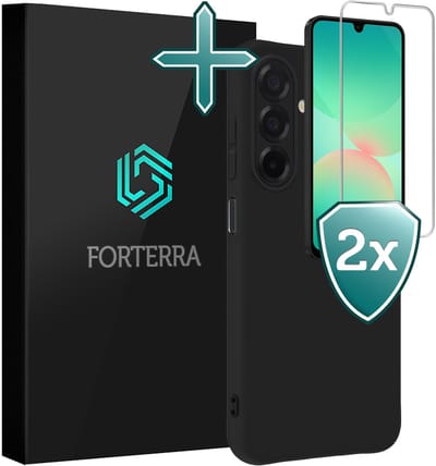 Hoesje Met 2x Screenprotector - Geschikt voor Samsung Galaxy A26 - Sterk & Shockproof - Telefoon Hoes - Back Cover - Siliconen Case - Zwart