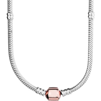925 Sterling Zilver Sprankelende Kroon O Pave Hart Poetic Blooms Sluiting Slang Ketting Ketting Voor Populaire Kralen Charm Diy Sieraden 60cm white