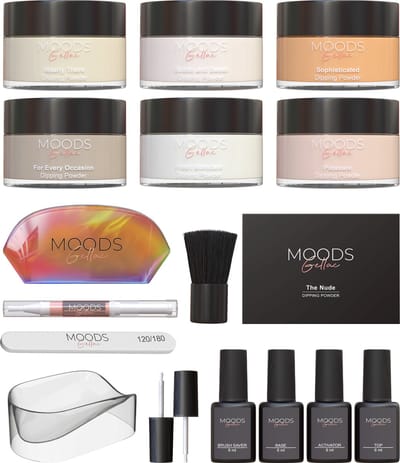 Moods Gellac - Dipping Powder Starters Kit - The Nude - 6 Kleuren - Acryl Nagels Starterspakket - Dip Nagels