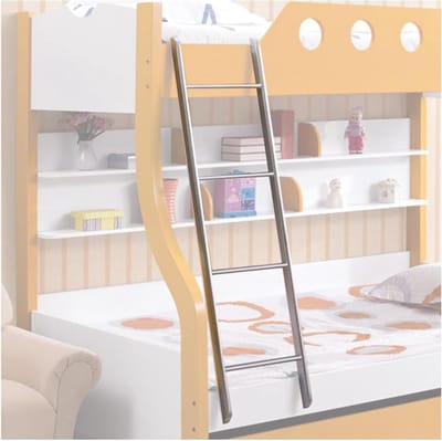 Stapelbed Ladder - Hoogslaper Klimhulp - Veilig Klimmen - Haakmontage Zonder Boren - 140 cm Hoog - Zilverkleurig