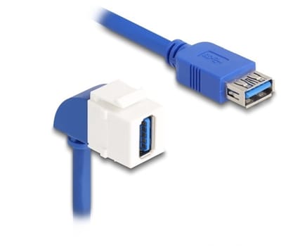 USB-A haaks (90° beneden) Keystone module - USB-A (v) | USB3.0 5 Gbps | wit | 0,20 meter