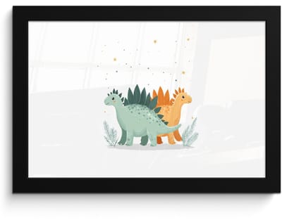 Poster in lijst - Fotolijst 30x20 cm - Posters - Planten - Sterren - Dinosaurussen - Oranje - Posterlijst zwart - Decoratie - Wanddecoratie woonkamer - Muurdecoratie slaapkamer