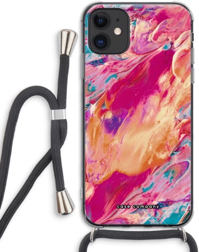 Case Company® - Hoesje met koord geschikt voor iPhone 11 hoesje met Koord - Pastel Echoes - Telefoonhoesje met Zwart Koord - Bescherming aan alle Kanten en Over de Schermrand