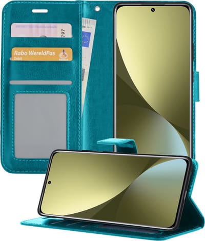 Hoesje - Met Pasjeshouder - Geschikt voor Xiaomi 12X - Luxe Bookcase Portemonee - Flip Case - Kunstleer Book Case - Flipcase - Book Cover - Walletcase - Portemonneehoes - Telefoonhoesjes - Turquoise