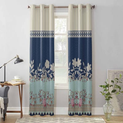 Bloem Plant Raamgordijnen voor Woonkamer Luxe Slaapkamer Gordijn Keuken Jaloezieën Draperieën Gordijnen 135W x 60H(cm) x1 blue