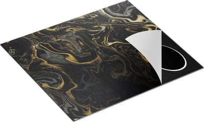 Chefcare Inductie Beschermer Abstracte Kunst - Donkere met Gouden Strepen Marmer - 60x50 cm - Afdekplaat Inductie - Kookplaat Beschermer - Inductie Mat