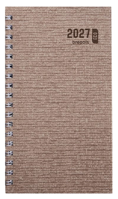 Brepols agenda 2027 - ECORAMA [0.780] - KAZAR - Zakagenda - 1 week op 2 pagina's - Weekoverzicht - Wire-O - Bruin - 8.9 x 16 cm