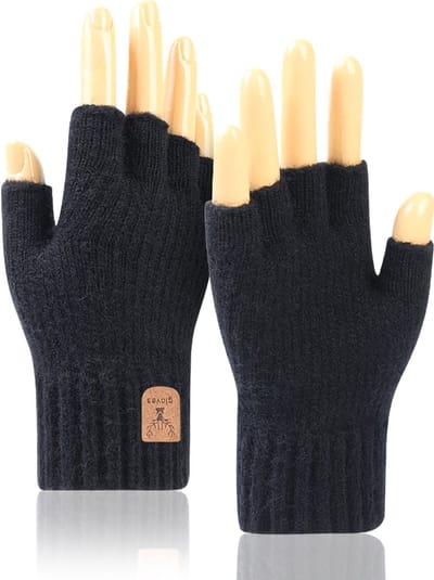 Rainbecom - Handschoenen - Zwart - Vingerloze - Zonder vingertoppen - Geschikt voor Dames en Heren Unisex - Dikker - Warm houden - Maat One Size Fits All - Winterhandschoenen voor hardlopen, fietsen en buiten