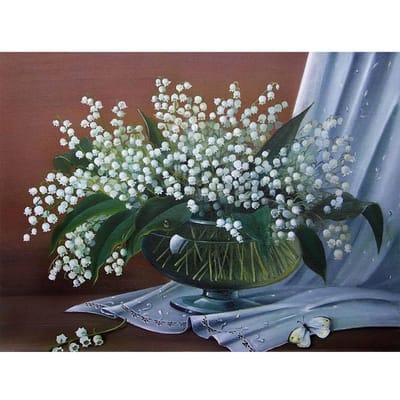 DIY diamant borduurwerk bloem lelie van de vallei strass schilderij volledige ronde diamant schilderij 20X30CM gray
