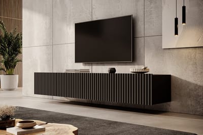 Meubella - TV-Meubel Pepinos - Mat zwart - 200 cm