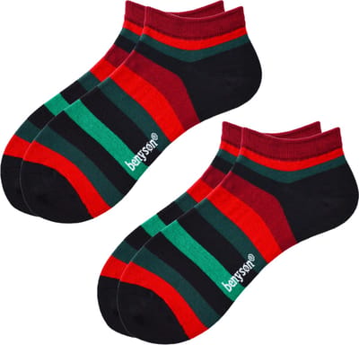 Benyson Enkelsokken Sneakersokken - 2 Paar - Maat 41-46 - Strepen - Biologisch Katoen - OEKO-TEX Standard 100 Gecertificeerd - Duurzame Sokken