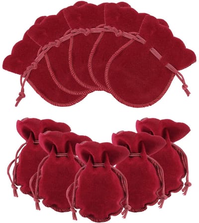 Store_7 - Fluwelen Tassen - Sieraden Zakjes - Perfect voor Geschenken - Donkerrood - Snoep Gift Zakken - Geschikt voor Feesten - 50 Stuks
