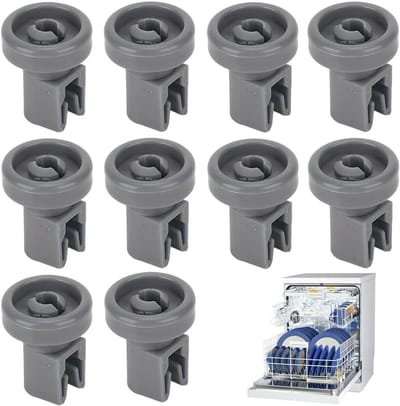 Vaatwasser Mand Wielen - Reserveonderdelen Mand - Soepel Laten Lopen - Stille Werking - 10 Stuks - Grijs