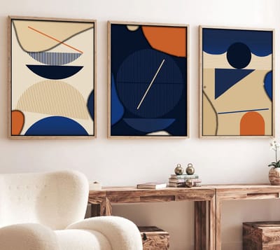 Asir - Decoratief ingelijst MDF-schilderij (3 stuks) - Veelkleurig - Schilderwerk: 100% MDF (Dikte: 3 mm) - 53 x 76 x 7 cm